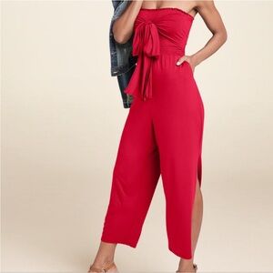 Venus Red Strapless Tie Jumpsuit- L